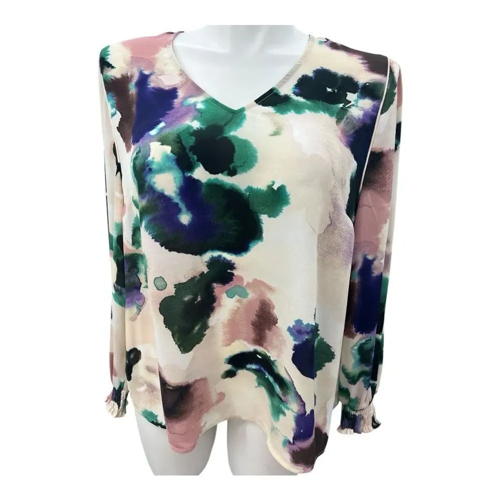 CAbi Blue Green Relaxed Blouse